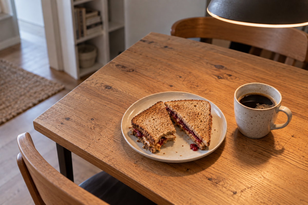 Erdnussbutter-Marmeladen-Brot